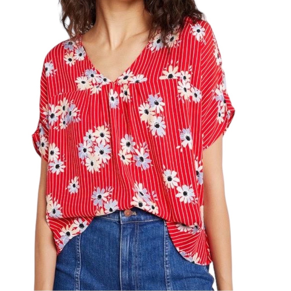 Madewell Petite Rhyme Top in Daisy Society Red Floral